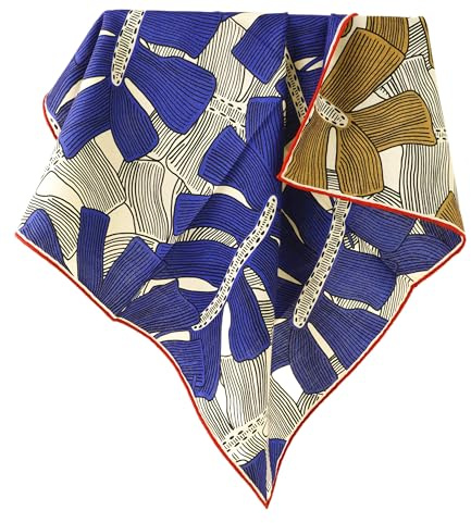 Prettystern double face en laine et soie 65/65 cm foulard en soie bandana en laine pour femmes et hommes Marron Marron SW26