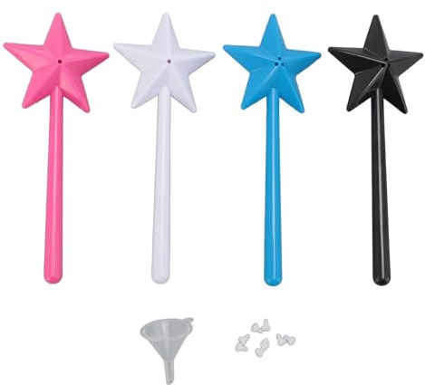 Culnflun 4 saleros y pimenteros con varita mágica, salero con varita mágica, forma de estrella de hada mágica, lindo, divertido, recargable, Halloween, accesorios de cocina