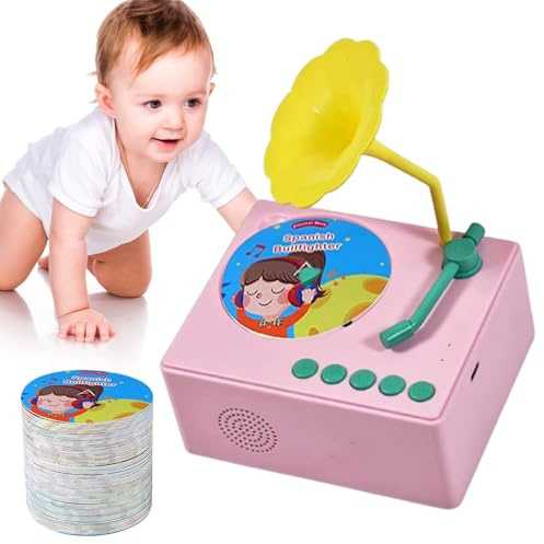 Générique Giocattolo Lettore fonografo - ABS 120x100x60mm | Gramofono musicale per con 96 carte, giocattolo racconto per l'educazione precoce, scatola di musica educativa fonografo per