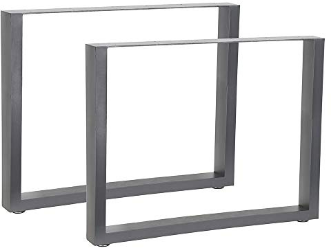 Mucola Tischkufen Tischbeine 2er Set Stahl pulverbeschichtet 90x72 cm Grau | Tischgestell aus Vierkantprofil 80x40 mm, inkl. Bodenschoner und Montagematerial, für Esstisch, Schreibtisch und DIY-Projekte