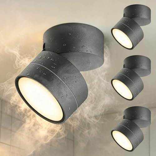 EBION 4er GX53 Aufbauspot Deckenspots 90° Schwenkbar,Aufbau Spots IP65 | Strahler Innen Für Schlafzimmer Badezimmer Flur Balkon Geeignet, Rundes Aus Aluminium,Anthrazit (Ohne Leuchtmit)