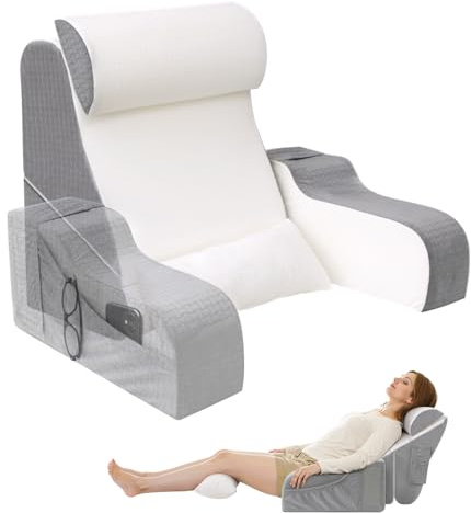 Exsnugy 2-in-1 Foldable Reading & Wedge Pillow for Bed Adult, 48cm high