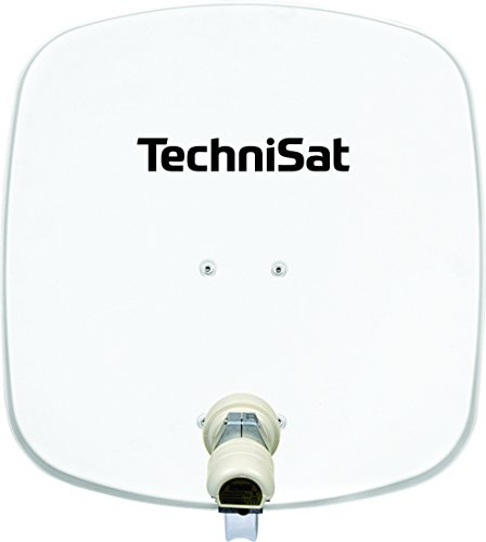 TechniSat DIGIDISH 45 - Satelliten-Schüssel für 1 Teilnehmer (45 cm kleine Sat Anlage - Komplettset mit Wandhalterung und Universal V/H Single-LNB) weiß