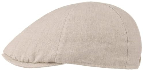 Lipodo Leinen Flatcap Herren Stretchband Beige Dunkelblau Schirmmütze Frühling Sommer Atmungsaktiv beige L (59-60 cm)