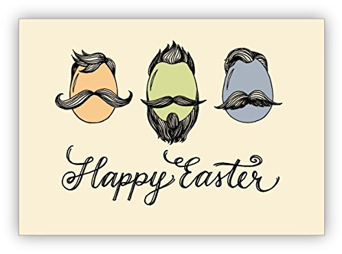 16x Lustige Hipster Osterkarte mit Moustache Ostereiern: Happy Easter - auch für Firmenkunden und Geschäftspartner • Klappkarten als Oster Grußkarten, Gutschein, Geschenk-karten