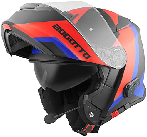 Bogotto V271 BT Zabu Bluetooth Klapphelm, schwarz/rot/blau, 2XL