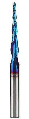 Jiiolioa ZQ21A3 CNC Router Bits 2D&3D Carving 3.6 Deg Tapered Angle 2 Flute Ball Nose 1/4 Shank 1/16 X1 1/2X1/4X3