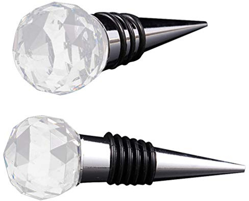 DOITOOL 2 Stk Kristall Weinverschluss Metall Flaschenstopfen Dichtung | Edler Weinverschluss aus Kristall und Metall, auslaufsichere Flaschenstopfen für Rotwein und Cham-pagner, 2er Set