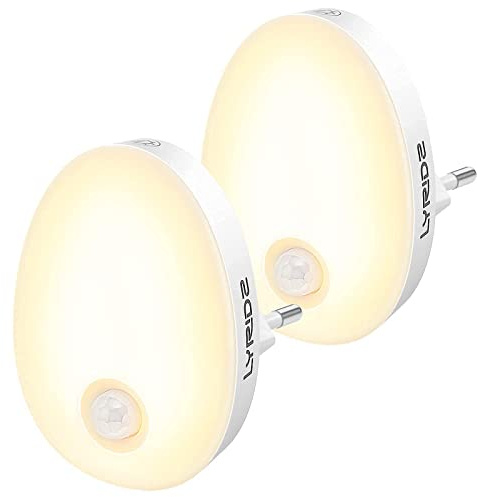 Lyridz Nachtlicht Steckdose mit Bewegungsmelder Strahlend Hell Plug-in Nachtlicht Dimmbar, Smart Warmweißes LED-Licht mit Einstellbarer Helligkeit für Kinder Schlafzimmer Küche Flur 2 Stück