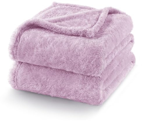 Exclusivo Mezcla Large Plush Fleece Blanket for Sofa Couch, Lilac Purple | 127x178 cm, Warm and Super Soft Throw Blanket for Women, Lightweight Cozy Fluffy Sofa Throw for Living Room, All Season Use