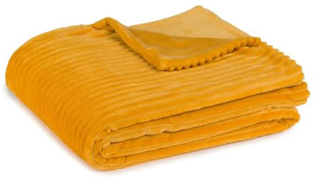 Gözze - Kuschelweiche Wohndecke in Cord Optik, 1620g/Stück, 150 x 200 cm - Senf