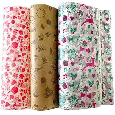 Sorkwo 150 Pcs Christmas Wax Paper Sheets - Sandwich Wrap & Food Wrapping Tissue for Picnic & Basket Liner