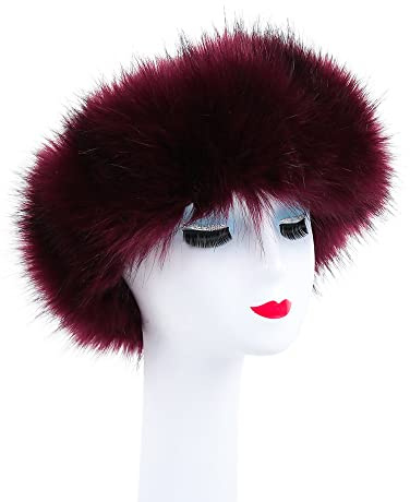 Pelzmütze Damen Russische Fellmütze, Warm Pelzmütze Cossack Russische Mütze Wintermütze Faux Fuchs Fell Stirnband Pelz Damen Winter Plüschmütze Kunstfell Cossack Mütze Blau Schwarz Grau Pink Beige