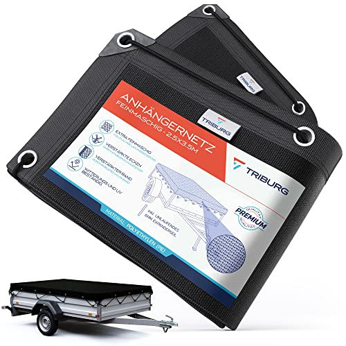 TRIBURG Anhängernetz Feinmaschig 2,5x3,5 - Abdecknetz für Anhänger zur Ladungssicherung - Anhänger Netz Engmaschig als Ladungssicherungsnetz