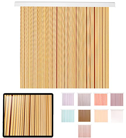 LUCA HOME - Cortina Puerta Exterior e Interior - Cortina de Puerta en PVC alumnio - Cortina fácil instalación - Evita Insectos y bichos (Beige Marron, 90cm)
