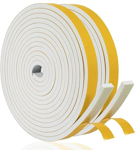 Dichtungsband Selbstklebend für Türen Fensterdichtung 12mm(B) x 6mm(D)/8m(L) Schaumstoff Klebeband Gummidichtung Gegen Kalte Zugluft/Anti-Kollision/Schalldichter/Wasserdichter/Staubdicht Weiß