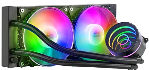 Mars Gaming MLONE240, Refroidissement Liquide CPU, TDP 400W, Miroir Infini, 2x Ventilateurs FRGB Silencieux, Multisocket Universel, Noir