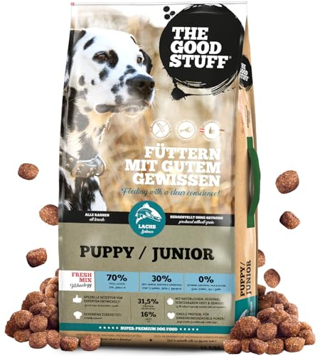 The GOODSTUFF Lachs (Puppy/Junior) 12,5 kg | Getreidefreies Hunde Trockenfutter Junior | Mit frischem Lachs | Hundetrockenfutter für Welpen & Junghunde | Super-Premium Welpen Trockenfutter