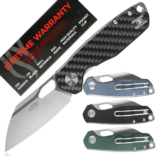 Firebird GANZO FH924-CF Taschen-Klappmesser D2-Stahlklinge 65mm G10 Anti-Rutsch-Griff mit Clip Camping Jagd Angeln Outdoor EDC-Messer 160 mm 84 g (Schwarz Kohlenstoff-Faser)