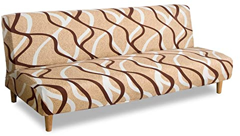 Lydevo Copridivano 3 Posti Senza Braccioli Elasticizzato Universale, Copridivano Letto Pieghevole Clic Clac Lavabile Rimovibile Estraibile, Fodera per Divano Futon per Soggiorno Casa,Linee di Caffè