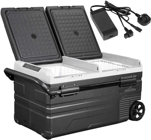 Dellonda 75L Portable Car Fridge, Freezer, 12/24/230V Dual Zone Compressor - DL134
