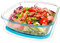 NUTRIUPS Plato cuadrado de vidrio para lasaña con tapa de plástico sin BPA, 22 x 23 cm, plato grande y profundo para horno