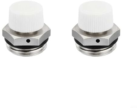 CNANRNANC Lot de 2 Bouchons de radiateur - Filetage extérieur pour BSP en Laiton nickelé - Vanne de Purge Manuelle (1/4)