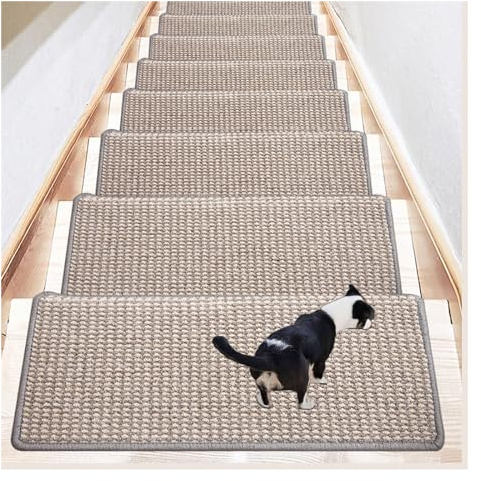 Stufenmatten Innen Weich Teppich Treppen,Treppenstufen Matten Treppenteppich Selbstklebend Teppichfliesen Rutschfeste für Holzstufen,Waschbarer Stufenschutz Treppenschoner für Kinder Ältere Hunde ( Co