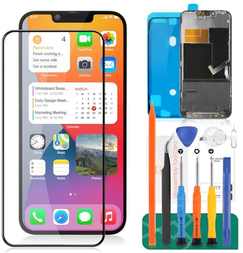 Incell Pour iPhone 13 Pro 6,1 pouces Écran LCD de remplacement pour iPhone A2638, A2483, A2636, A2639, A2640 Kits de réparation d'assemblage d'écran tactile (Noir)