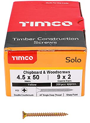 200 Pcs Box of Wood Screws Double Countersunk General Purpose (4.5mm x 50mm)