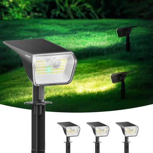 Linkind Solar Motion Sensor Light, Dual Colour 800lm, IP67 Waterproof Solar Spotlight Warm/Cool White Switchable, 8m/120°PIR Detection, Wall & Ground Mount, Ideal for Garden, Pathway, 3 Pack