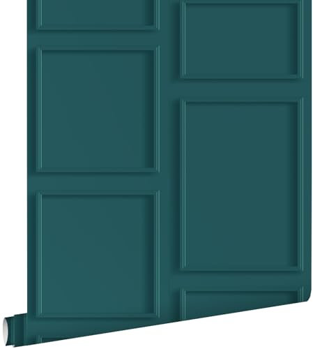 papier peint lambris bleu canard 50 x 900 cm - ESTAhome