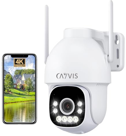 4K Überwachungskamera Aussen, PTZ Kamera Outdoor ,355°/90° Schwenkbar, Personenerkennung und Automatische Verfolgung,Rot-und Blaulichtalarm,Farb-Nachtsicht 30M, 2-Wege-Audio,IP66,Weiß (Version 1.0)