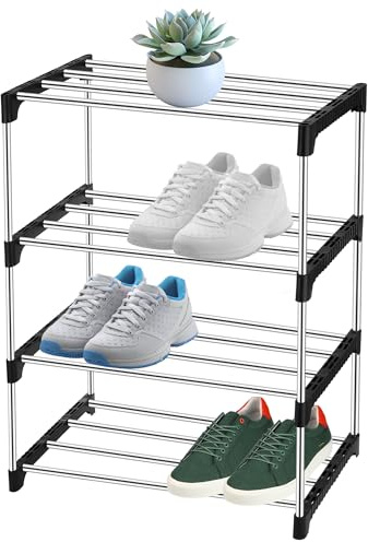 Fentar Estanteria Zapatos, Nivel 4 Ajustable Zapatero Entrada Recibido, Estable Zapatero Pequeño, Zapateros Recibidor Uso Acero Gruesos, Ahorrar Espacio Recibidores de Entrada Armario para Pasillo