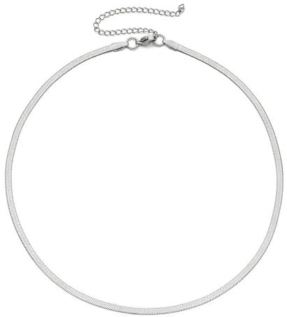 Collana Uomo Donna Argento 925, Catena Piatta a Maglia Serpente 4.5 mm modello snake, Lunghezza Regolabile 40+5 cm
