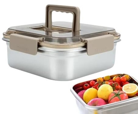 Contenitori per alimenti in acciaio inossidabile, contenitore antiodore - Conservazione sottovuoto isolata,Scatola di conservazione sottovuoto a prova di perdite, pranzo al sacco termico portatile, co