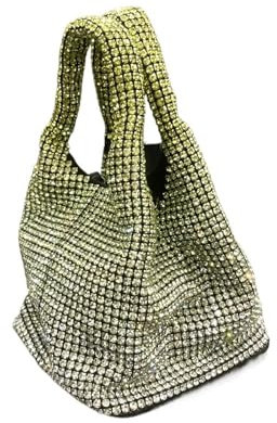ZGXNYI Strass-Taschen Griff mit Strasssteinen, Abend-Clutch, Geldbörsen und Handtasche, Hobo-Umhängetasche, glänzende Kristall-Clutch-Geldbörse, Beuteltasche Glitzer Tasche Damen(Yellow)
