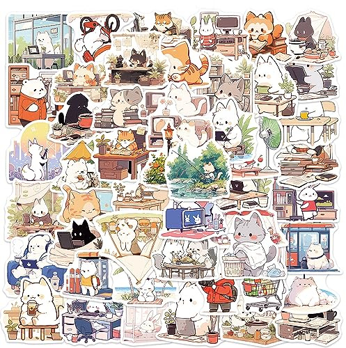 50PCS Cartoon Animals Stickers for Laptop Water Bottle Luggage Snowboard Bicycle Skateboard Decal for Kids Teens Adult Stickers