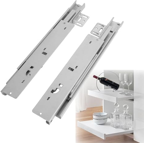 Glissières de tiroir à montage au sol avec extension complète 40 kg de capacité de charge avec amortissement (35 cm (14 pouces))