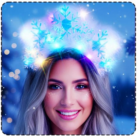 Fashband Bandeau à LED avec flocon de neige lumineux plume anneau de cheveux accessoire de cheveux pour femme