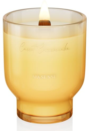 M&SENSE 16.6oz Natural Soy Large Jar Candle with Wooden Wick | Carrot Cheesecake Scent | 95-Hour Burn & Long-Lasting Burn | Easter Candle Gift