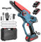 Mini Tronconneuse a Batterie 6 Pouces, Tronconneuse Electrique Sans Fil, Tronçonneuse à Main la Coupe du Bois, l'élagage le Jardin 2 Batteries, 2 Chaînes
