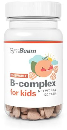 GymBeam B-Complex in Compresse Masticabili per Bambini - Vitamine Gruppo B e Vitamina C con Mirtillo Rosso - Supporto Immunitario, Energia e Vista - Gusto Albicocca - Dai 3 Anni - 120 capsule