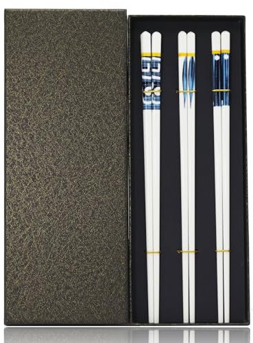 Keramik Essstäbchen, 3 Paar 24cm Wiederverwendbare Chinesische Stäbchen, Stäbchen zum essen, Japanisch Chopsticks, Sushi Stäbchen Set Chopsticks Aus Keramik, Essstäbchen spülmaschinenfest Geschenkset