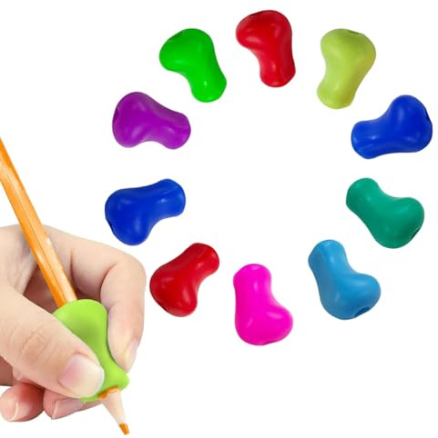 SGERUFZ 10 Pz Aiuto Scrittura per Bambini, Impugnatura Penna Ergonomica in Silicone, Adatta per Mancini e Destrimani, Matite Ergonomiche per Bambini