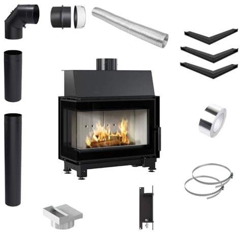 KRATKI Kamin aus Stahl 6 kw SIMPLE 150fi Set Kamineinsatz BImSchV Stufe 2 EEK A
