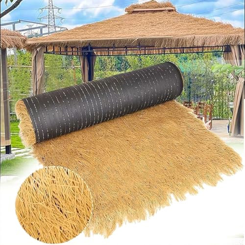 Artificial thatch roll for roof, artificial Mexican thatch roll, plastic palm roof turf roll, synthetic thatch grass artificial palm thatch rolls, simulated thatch mat for garden pergola ba