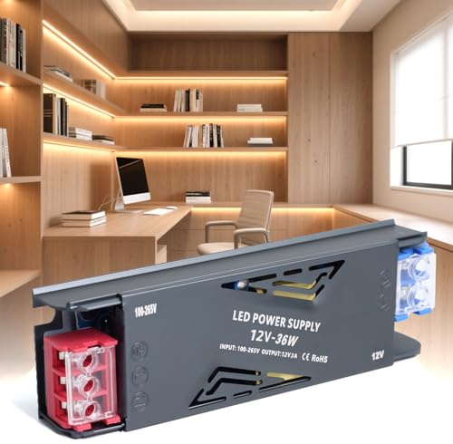 SUCIKORIO LED Transformateur 220V 12V 36W 3A, Alimentation LED Driver 12V 36W Ultra Fin LEDs Transfo Alimentation à Découpage Convertisseur De Tension AC à DC Transfo Pour Ruban LEDs Intérieur