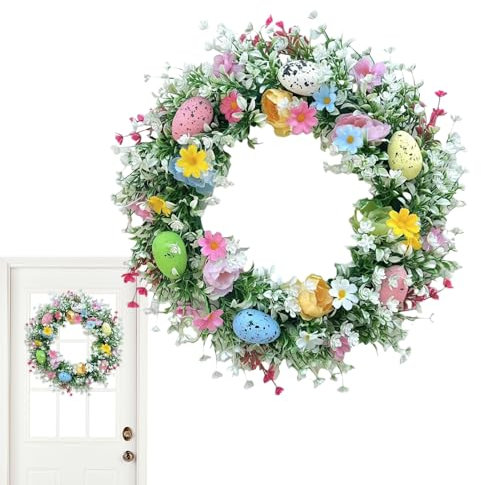 35 cm Frühlingskranz Osterkranz Mit Eiern Künstliche Türkranz Osterkranz ABS Ostern Frühling Eikranz Wandkranz Tischkranz Tischdeko Dekorationen Hängen Willkommensschild Bastelbedarf