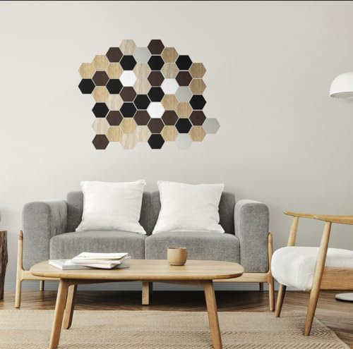 STALFORM 18er-Pack Dekoratives Wandpaneel 17x14 cm Grau Hexagon Selbstklebendes HDF-Platte Dicke 3 mm Wand Deko Wandverkleidung Modernes Design Glanz-Finish
